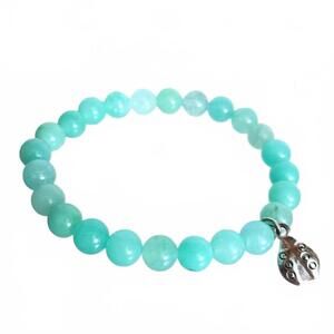 Crystal Blue Green Amazonite Beaded Stretch Bracelet